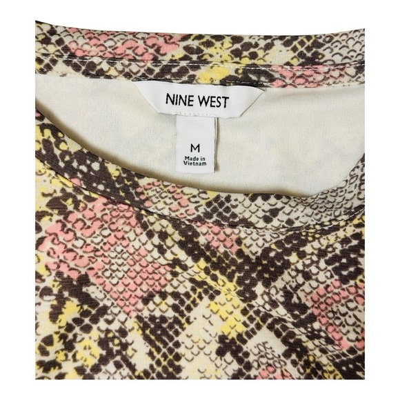 Nine West Women's Short Sleeve Multicolor Snake Print Ruched Dress Size M - Picture 5 of 7